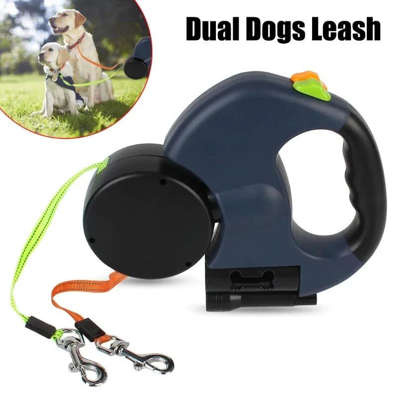 Double dog Leash Light retractable roulette double end leash Portable rotating pet leash for 2 dogs walking pet supplies - Premium dog leash from Lizard Vigilante - Just $36.99! Shop now at Lizard Vigilante