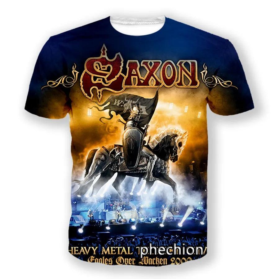 Saxon Band 3D Print Men T Shirt Heavy Metal Rock Group Women Tshirt Unisex Clothing Top - Lizard Vigilante