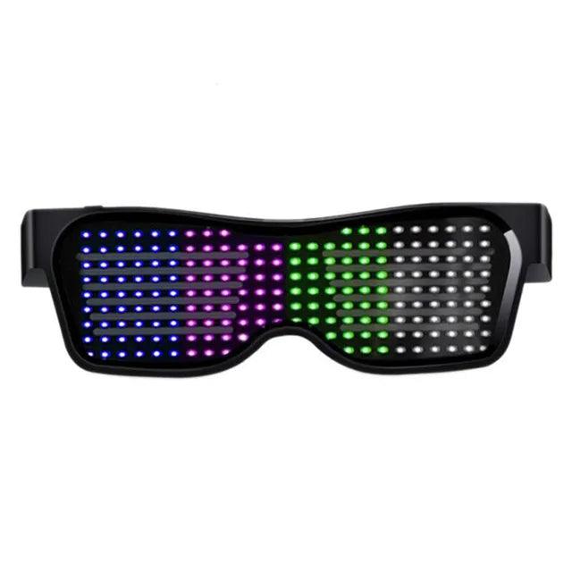 LED Glasses Bluetooth APP Control Programmable Text USB Charging Display Glasses Nightclub DJ Festival Party Glowing Toy Gift - Lizard Vigilante