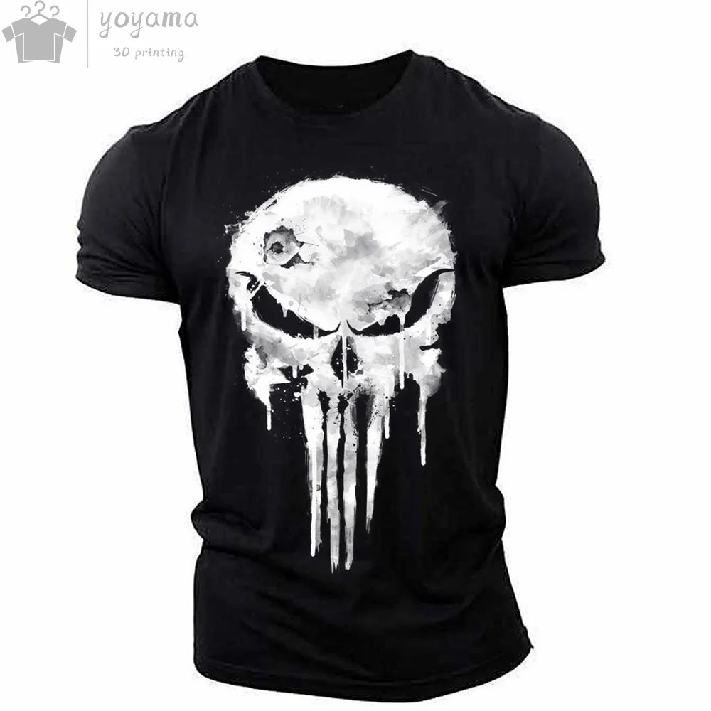 Men's T Shirt 3d Print Military Patriotic Skull O-Neck T Shirt Oversized T-Shirt Short-Sleeved Tee Sportswear Men's Clothing Top - Premium t-shirt from Lizard Vigilante - Just $23.88! Shop now at Lizard Vigilante