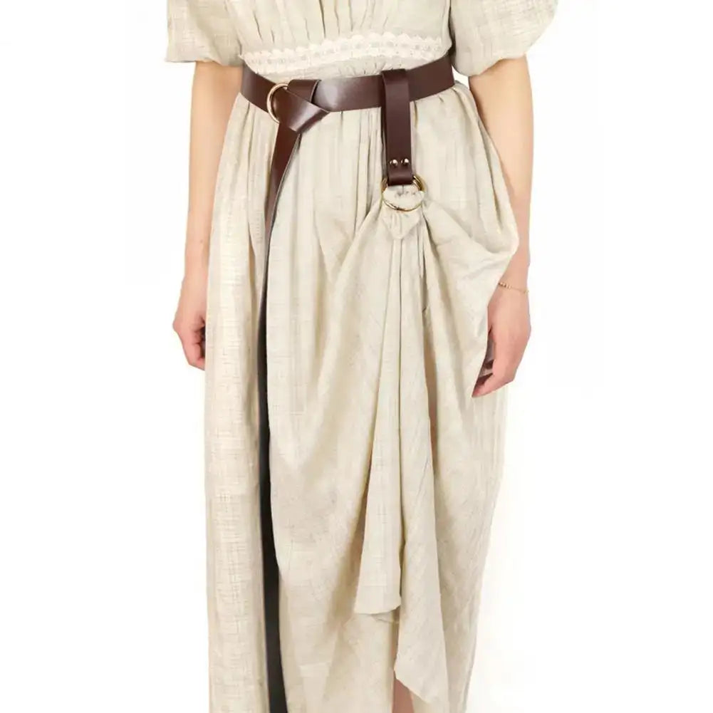 Skirt Hook Strap Medieval Belt Skirt Hikes Double Ring Faux Leather Loop Renaissance Accessory for Women's Long Dress Fixation