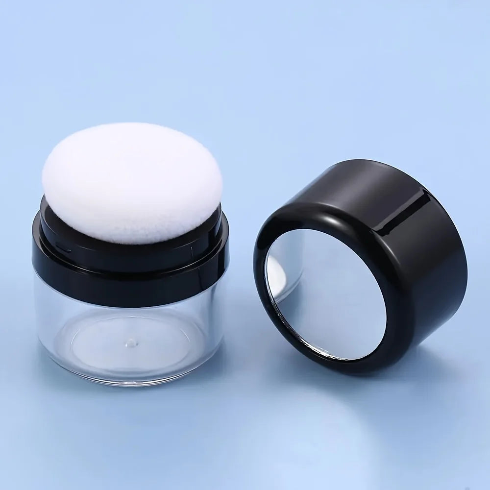 Travel-Friendly Loose Powder Case with Mushroom Sponge Puff & Mirror - Compact, Fragrance-Free Cosmetic Foundation Box