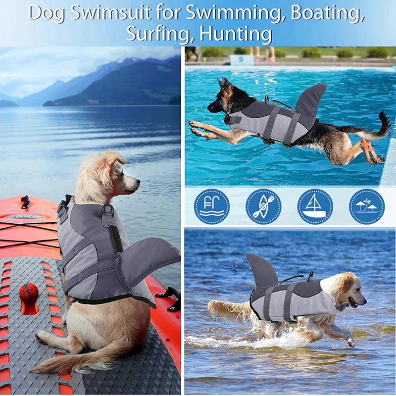 Dog Life Jacket Ripstop Shark Vests Shape Dog Lifesaver With Rescue Handle Pet Safety Swimsuit For Swimming Pool Beach Boating - Premium  from Lizard Vigilante - Just $21.99! Shop now at Lizard Vigilante