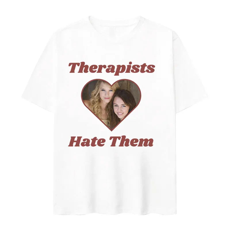 Therapists Hate Them Miley Cyrus Hannah Montana Graphic T-shirt | Retro Harajuku Fashion Oversized Cotton Tee for Men & Women - Premium tee from Lizard Vigilante - Just $26.66! Shop now at Lizard Vigilante