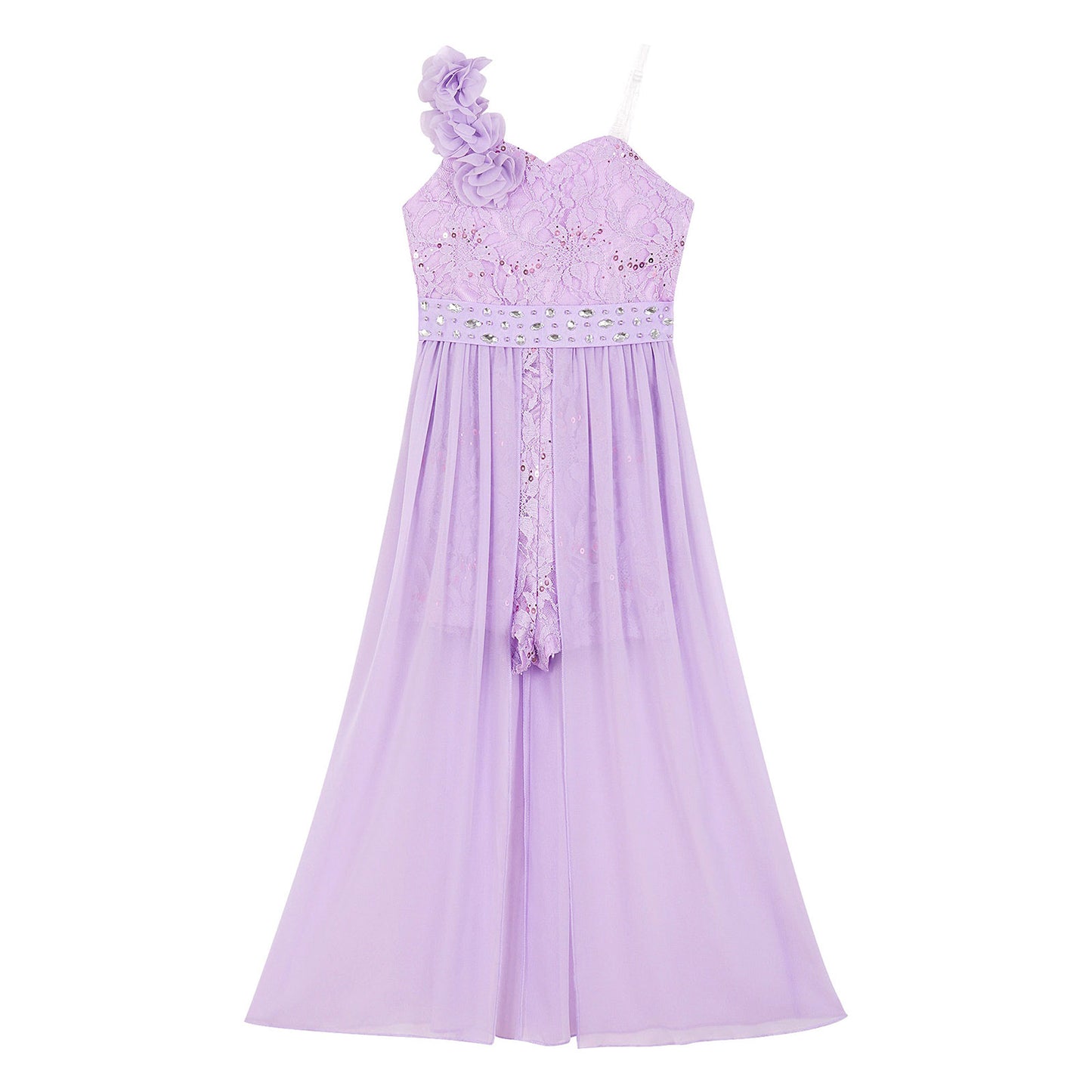 Girls Elegant Party Dress – Sequin Beaded Asymmetrical Gown with Lace Chiffon Overlay, Birthday, Wedding, Prom Pageant Dress - Premium dress from Lizard Vigilante - Just $34.99! Shop now at Lizard Vigilante