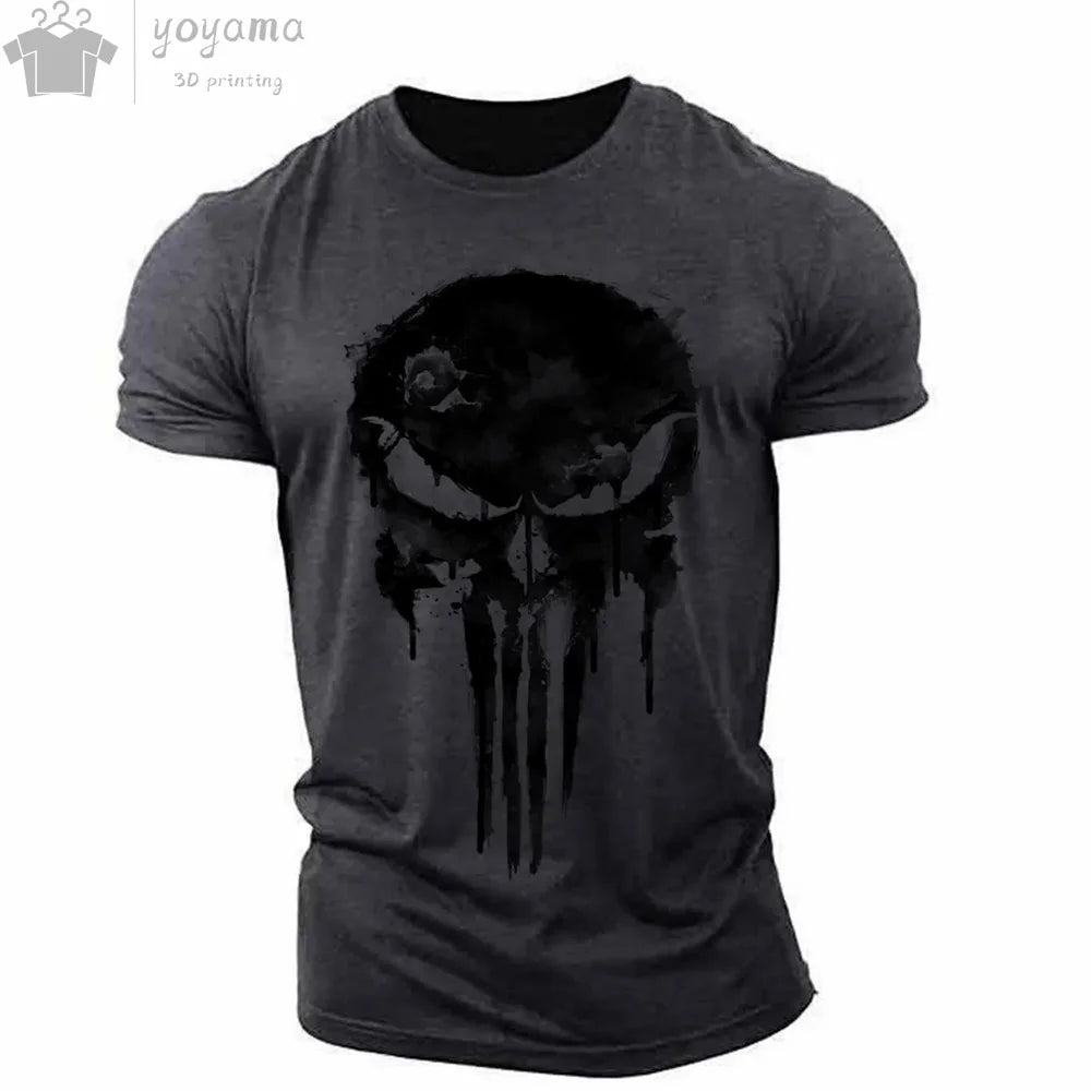 Men's T Shirt 3d Print Military Patriotic Skull O-Neck T Shirt Oversized T-Shirt Short-Sleeved Tee Sportswear Men's Clothing Top - Premium t-shirt from Lizard Vigilante - Just $23.88! Shop now at Lizard Vigilante