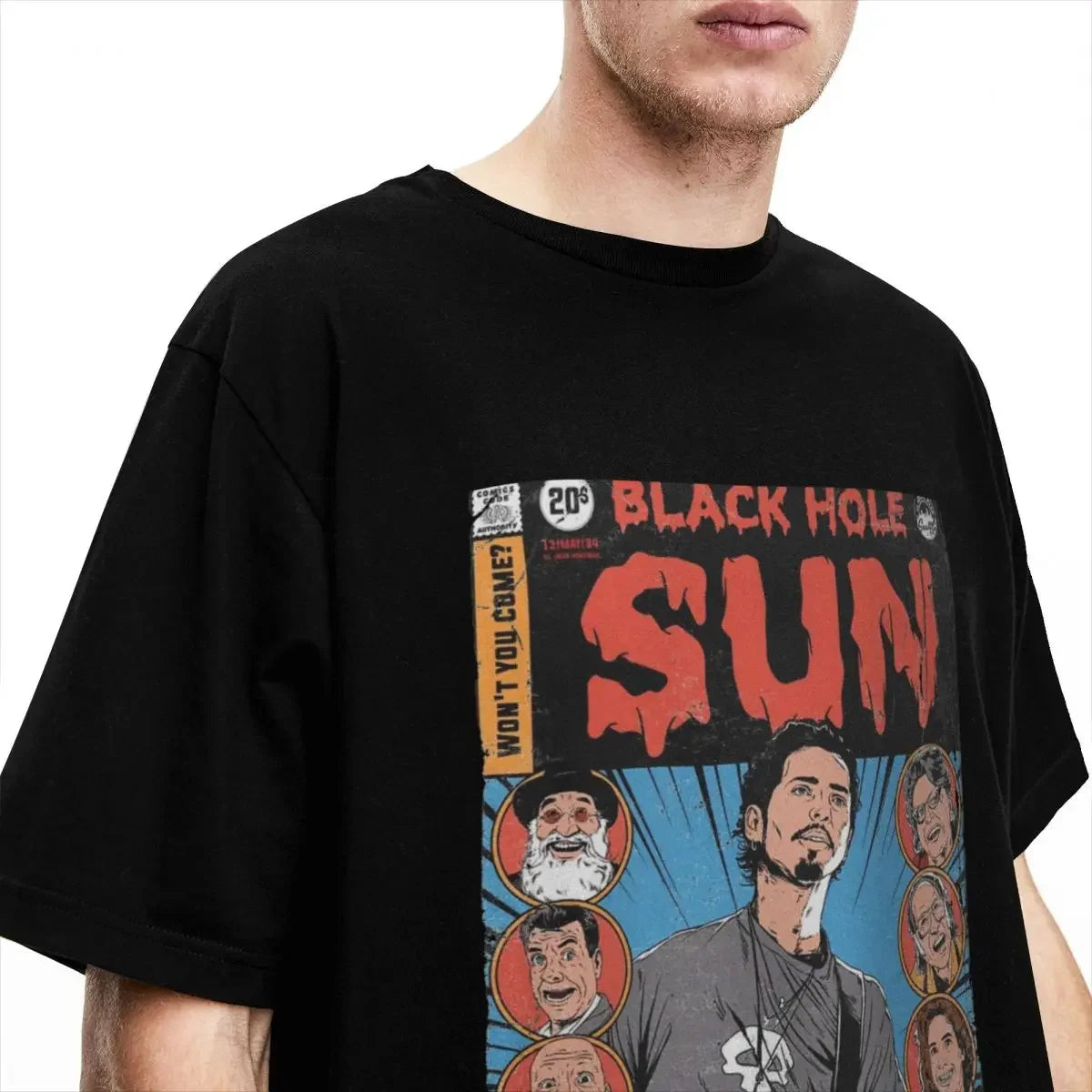 Men T-Shirt Soundgarden Black Hole Sun Funny Cotton Tees Short Sleeve Metal Rock Band T Shirts Crew Neck Tops Big Size - Premium T-Shirt from Lizard Vigilante - Just $23.99! Shop now at Lizard Vigilante