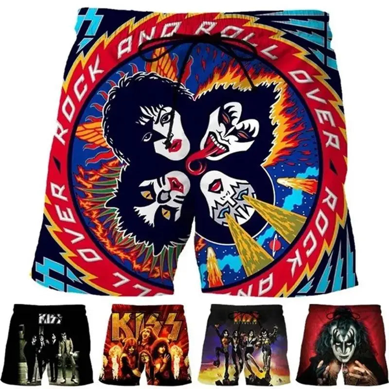 KISS Love Gun 3D Print Beach Shorts - Hip Hop Style Swimwear - Premium shorts from Lizard Vigilante - Just $24.88! Shop now at Lizard Vigilante