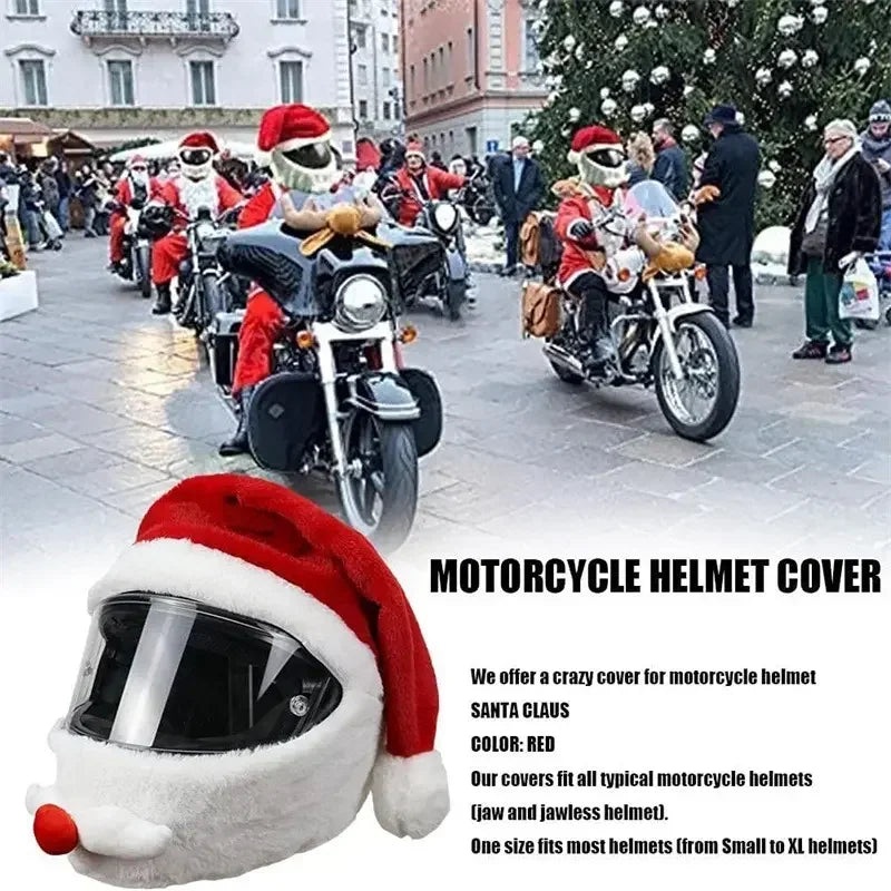 Santa Claus Christmas Motorcycle Helmet Cover | Festive Plush Helmet Decoration - Premium helmet cover from Lizard Vigilante - Just $20.99! Shop now at Lizard Vigilante