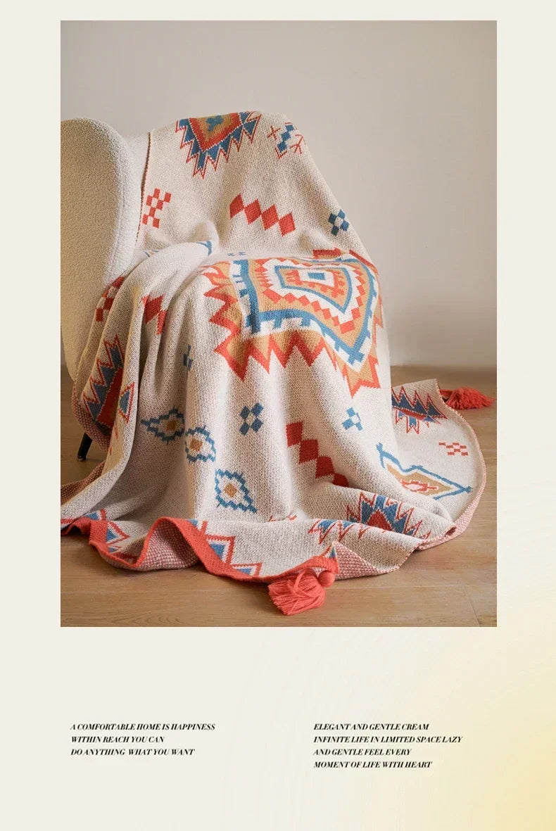 Bohemian Blanket Soft Sofa Cover Summer Blanket Office Nap Blankets Air Conditioning Blankets Knit Blanket For Travel