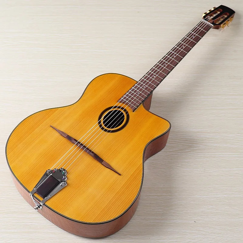 41-Inch Django Spruce Top Gypsy Swing Acoustic Guitar – High Gloss 6-String Folk Guitar with Hickory Fingerboard and Rosewood Back - Premium guitar from Lizard Vigilante - Just $280.99! Shop now at Lizard Vigilante