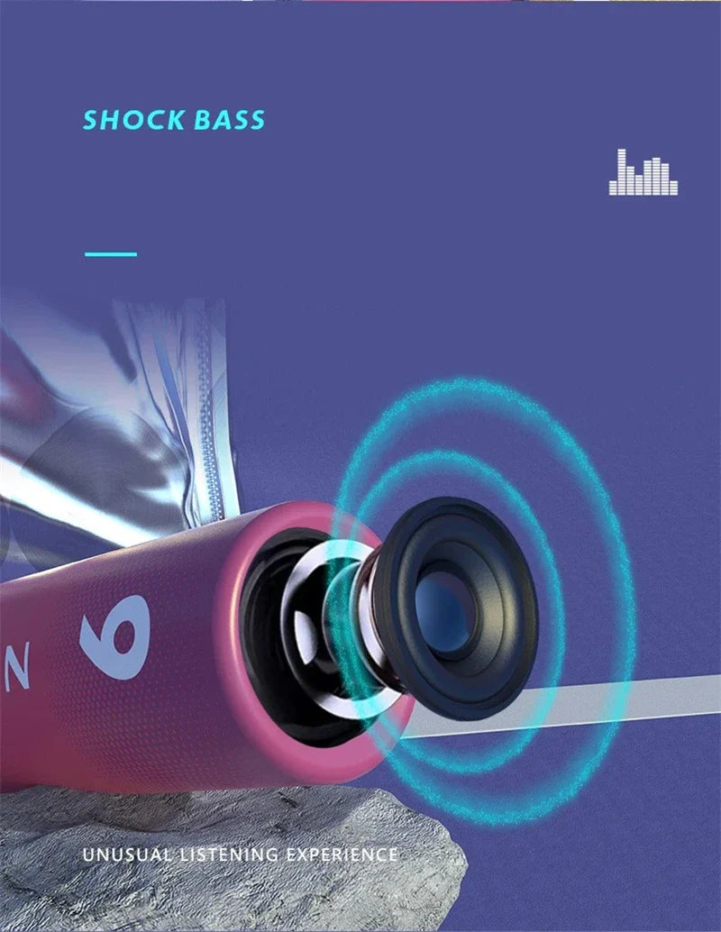 Portable Bluetooth 5.2 Speakers - True Wireless Subwoofer Outdoor Sound Box with Radio Support And 2000mA Power Bank Function