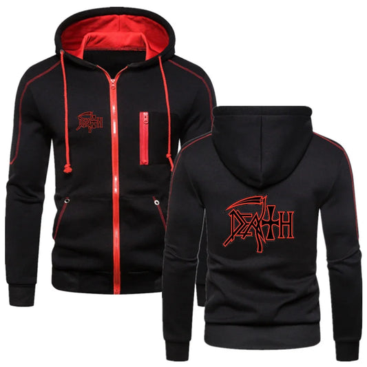 Death Metal Legacy Hoodie – 2024 Heavy Rock Band Men's Casual Sweater, Spring/Autumn Solid Color Zip-Up for Ultimate Comfort - Premium Long-sleeve hoodie from Lizard Vigilante - Just $38.88! Shop now at Lizard Vigilante