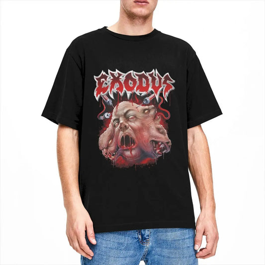 Y2K Music Group Exodus Short-Sleeve Casual Crew Neck Cotton Tee for Men | Plus Size Summer Tops - Premium tshirt from Lizard Vigilante - Just $24.88! Shop now at Lizard Vigilante