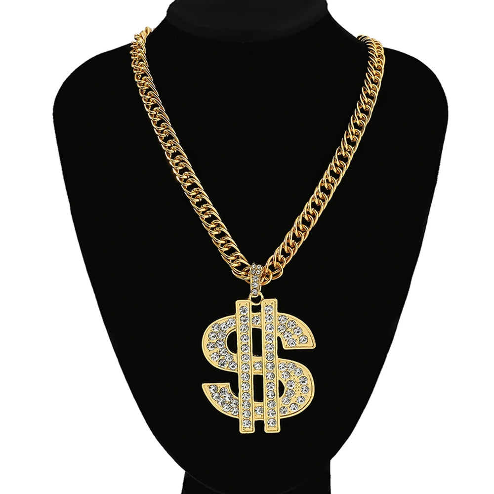Hip Hop Rap Gold Color US Dollar Pendant Necklace Luxury Rhinestones Dollar Money Symbol Necklace for Rock Jewelry Accessories - Premium  from Lizard Vigilante - Just $4.99! Shop now at Lizard Vigilante