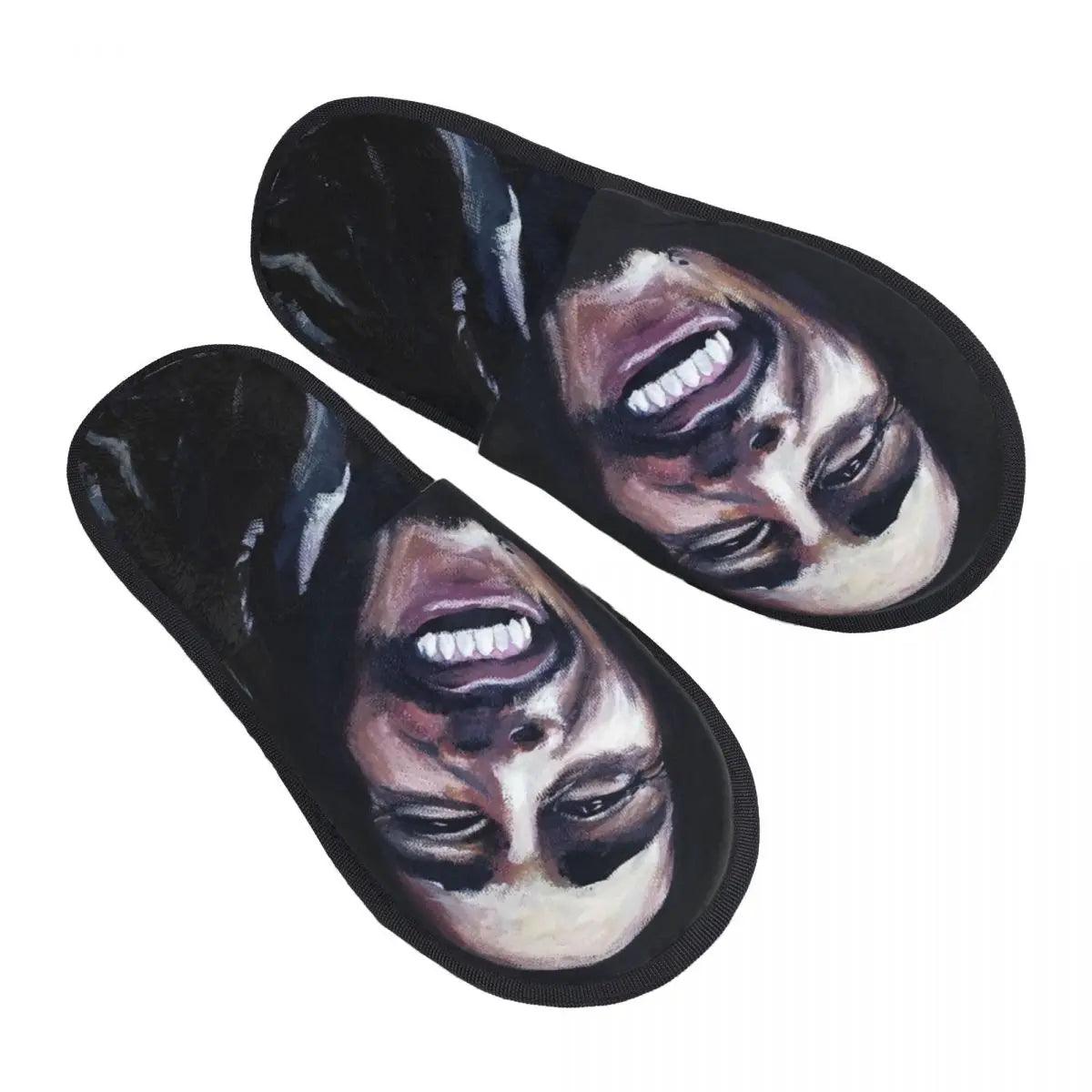 Jamaica Singer Reggae Rock Bob Marley Comfort Scuff Memory Foam Slippers Women Hotel House Shoes - Lizard Vigilante