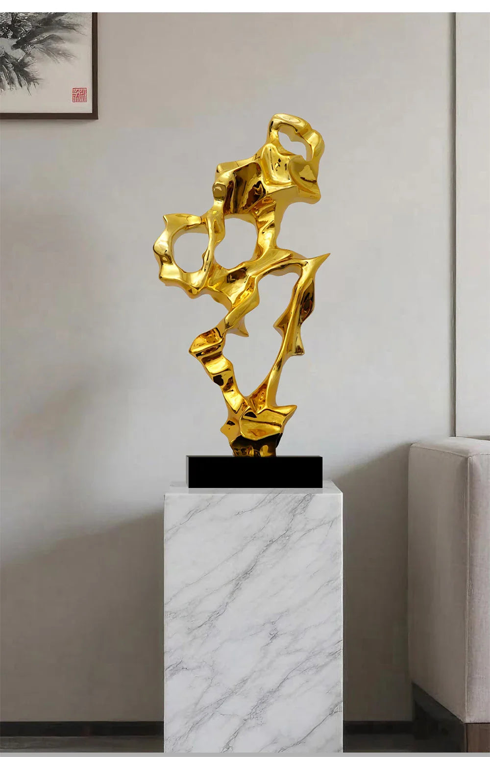 Abstract Art Sculpture Electroplating Transparent Resin Craft Model Modern Home Decor LivingRoom Office Desktop Statue Ornaments