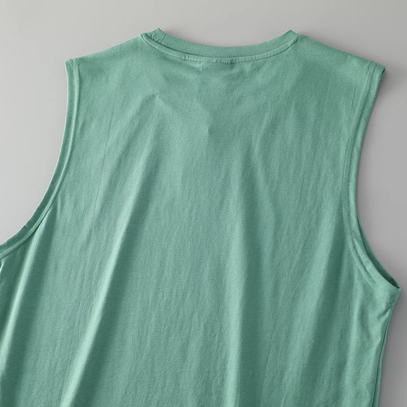 2025 Summer American Retro Sleeveless O-Neck Letter Print T-Shirt – 100% Cotton Men’s Basketball Sports Casual Vest - Premium tee from dsers - Just $30.99! Shop now at Lizard Vigilante