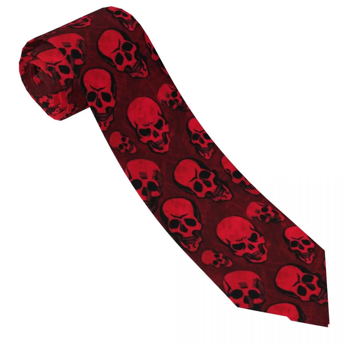 Red Skull Print Tie Cartoon Fashion Business Neck Ties Cool Fashion Neck Tie For Adult Graphic Collar Tie Necktie Birthday Gift - Lizard Vigilante