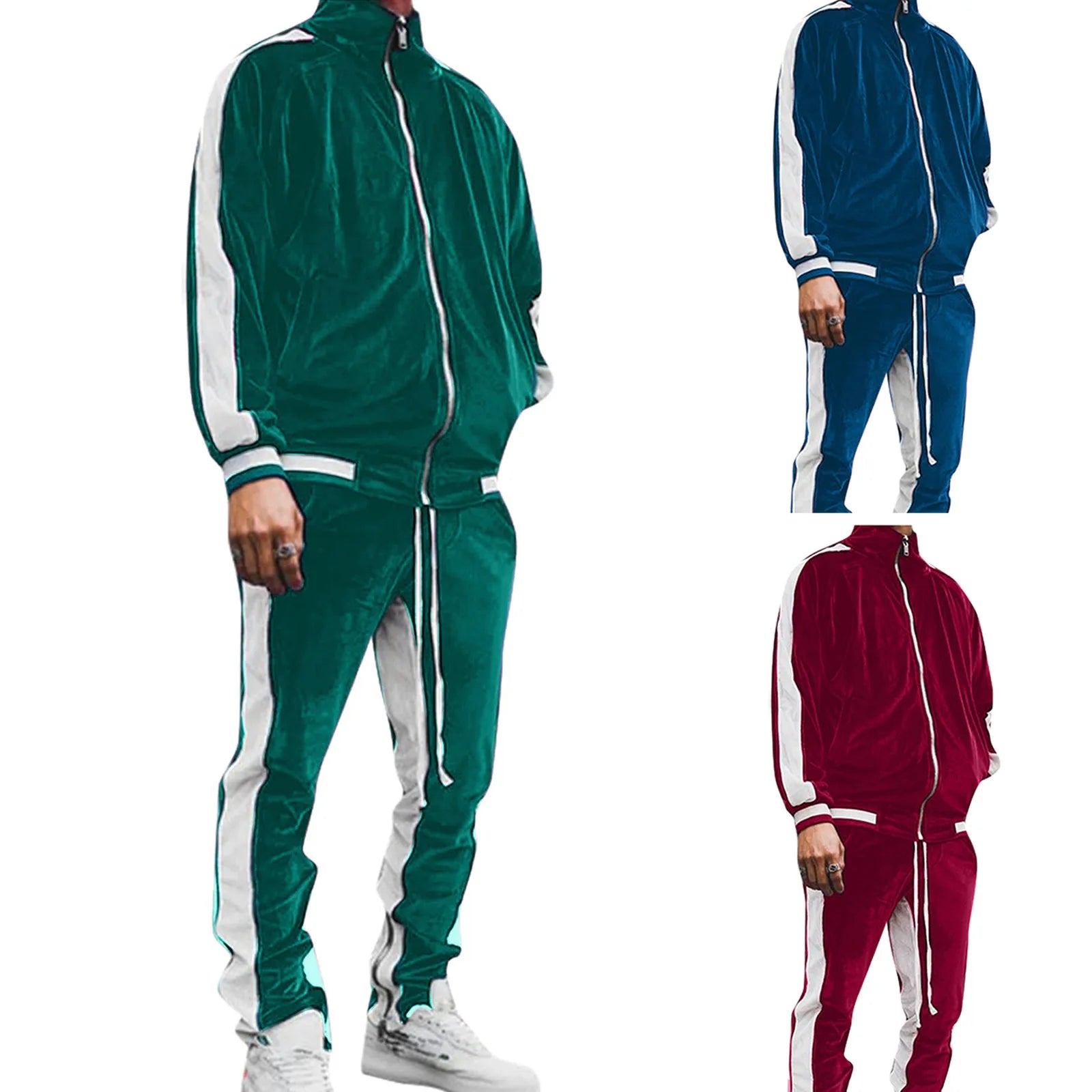 New 2025 Spring Autumn Men's Velvet Set Sport Suit Male Velour Thick Hoodies+ Pants Warm Sweatshirt Sportswear Tracksuit For Men - Premium  from Lizard Vigilante - Just $63.99! Shop now at Lizard Vigilante