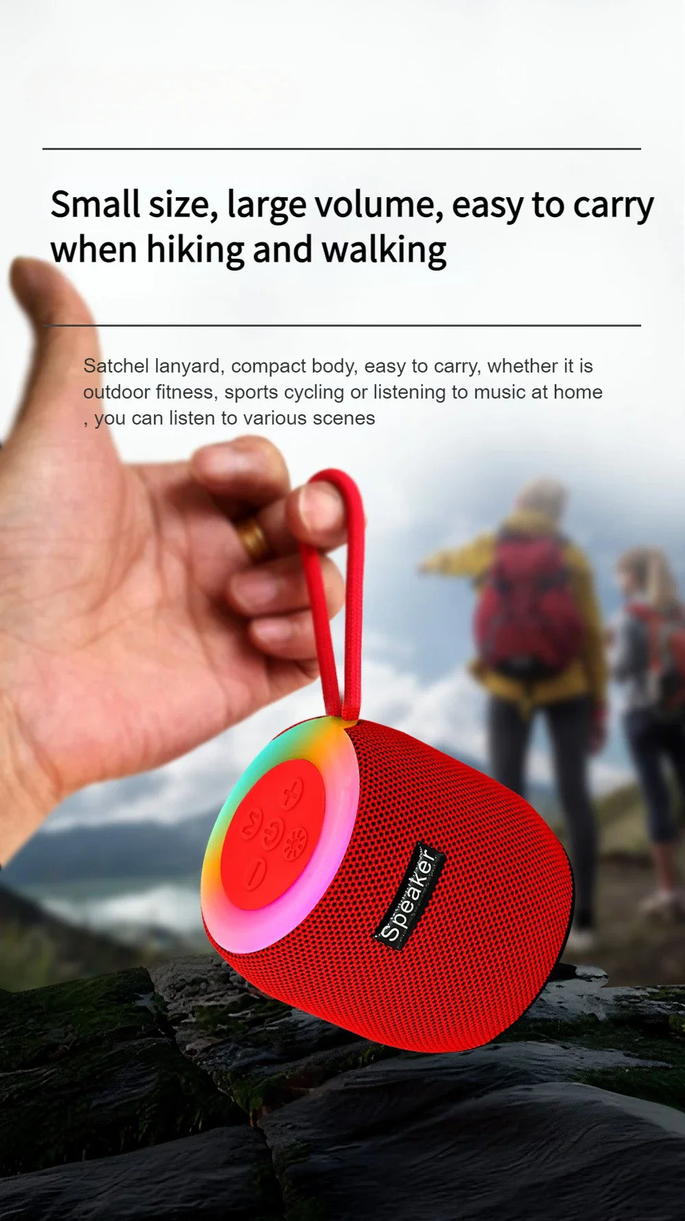 Outdoor portable wireless Bluetooth speaker, subwoofer, car and home with colorful lights, atmospheric small mini speaker
