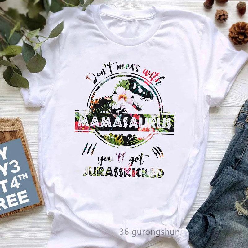 Jurassic Jur asskicked Mamasaurus Graphic Print Women'S Tshirts Funny Jurassic Dinosaur T-Shirt Female Mother's Day Gift for Mom T Shirt - Lizard Vigilante