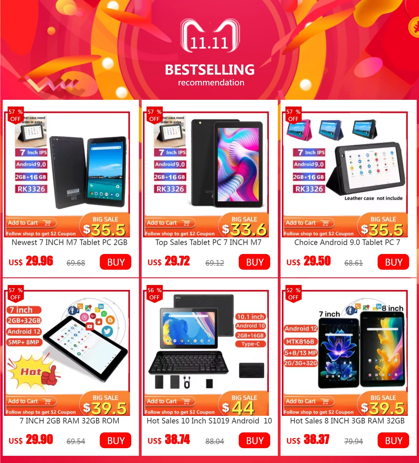 7 INCH 1GB RAM 16GB ROM RCT6973 Android 6.0 Tablet PC Sofiaboard RK30sdk Quad-Core 1024 x 600 pixels WIFI Dual Camera