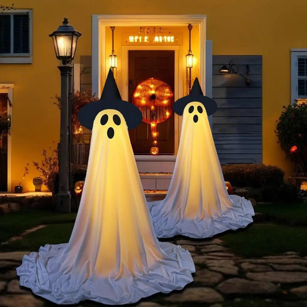 Lighted Spooky Ghost Decor Scary Standing Ghost with LED String Lights Home Porch Garden Yard Lawn Party Halloween Decorations