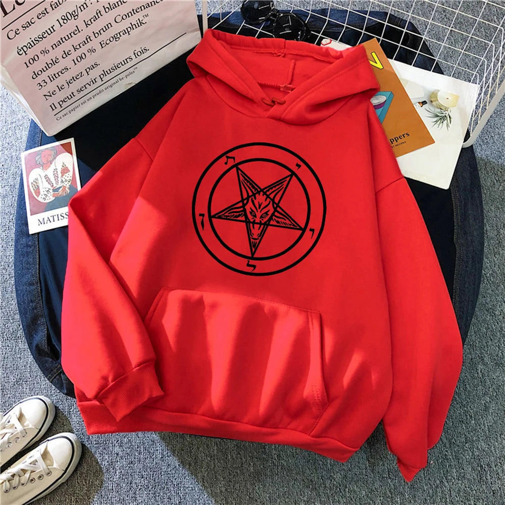 Pentagram Gothic Occult Satan Printed Women Hoodies All-match Street Style Female Pullover Casual Clothing Harajuku Unisex Tops - Premium hoodie from Lizard Vigilante - Just $39.99! Shop now at Lizard Vigilante