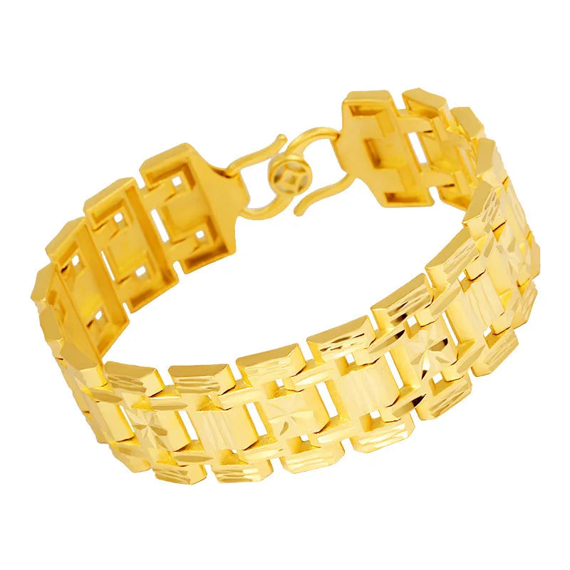 DIWENFU 18K Yellow Gold Luxury Chain Bracelet – Bold Unisex Link Jewelry for Engagement, Wedding & Streetwear Power Moves - Premium bracelet from dsers - Just $102.99! Shop now at Lizard Vigilante
