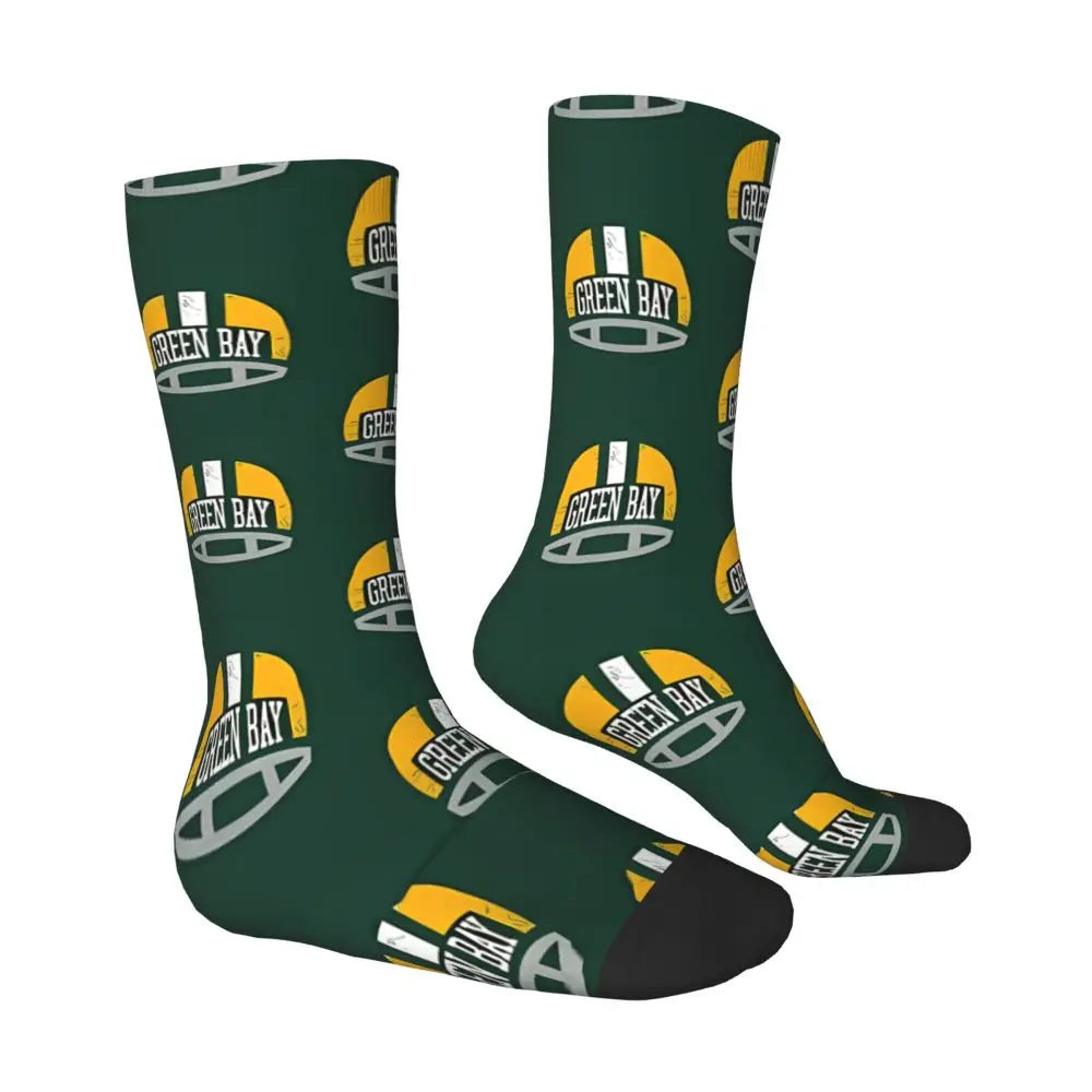 Green Bay Helmet Vintage Crew Socks for Men – Casual Gift - Premium socks from Lizard Vigilante - Just $22.88! Shop now at Lizard Vigilante