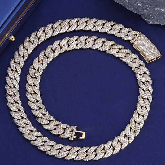 13mm Cuban Link Chain Necklaces Iced Out Miami Cuban Chain for Man Women Iced Out Shiny Inlaid Zircon Hip Hop Jewelry
