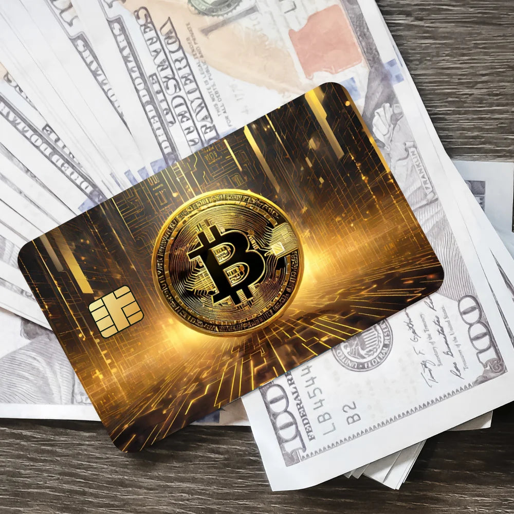 Crypto Currency Bitcoin Credit Card Stickers Waterproof Scratch Resistant 4PCS Set