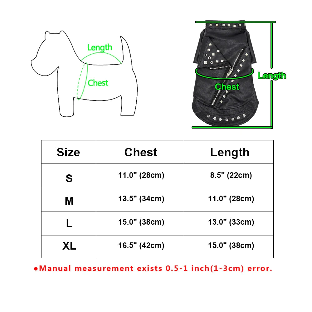 Cool Dog Leather Jacket Coat Warm Winter Pet Clothing Outfit French Bulldog Clothes Coats for Small Medium Dogs - Lizard Vigilante