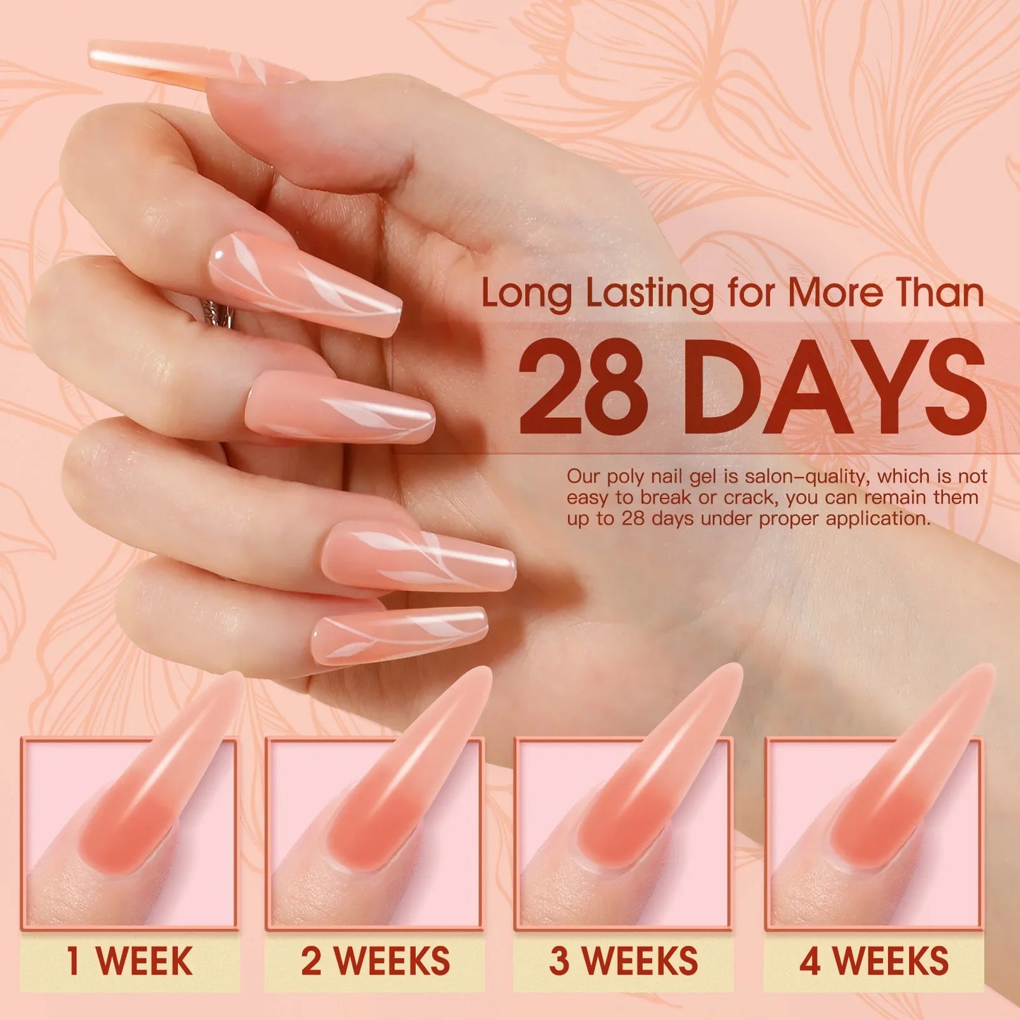 ROSALIND Poly Nail Gel Semi Permanent Acrylic Nail Art Hybrid Varnishes Poly Crystal  Nail Polish Top Base Coat Need UV/LED Lamp