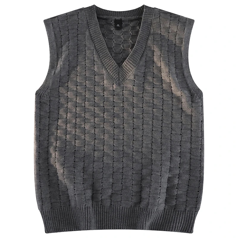 “GRUNGEWEAVE 666” Vintage Knit Vest – Jacquard Check Pattern Sleeveless V-Neck Armor for Off-Stage Legends & Louder Lives - Premium vest from dsers - Just $47.99! Shop now at Lizard Vigilante