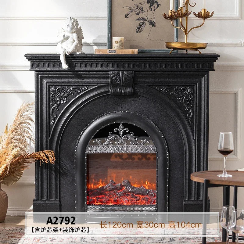 Timeless Glow: ZC Retro Solid Wood Decorative Fireplace Cabinet with Simulated Flame Heating for Luxe Living Rooms - Premium fireplace from dsers - Just $810.99! Shop now at Lizard Vigilante