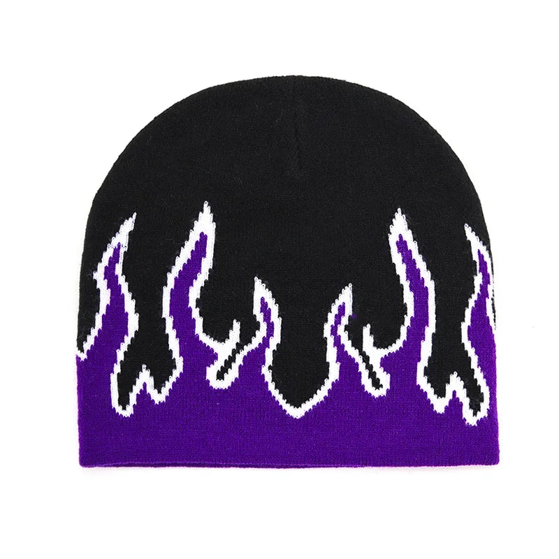 Hip Hop Street Flame Beanie Hat | Fashion Dance Skull Fire Knitted Bonnet | Hot Trend Hip Hop Apparel - Premium beanie from Lizard Vigilante - Just $18.88! Shop now at Lizard Vigilante