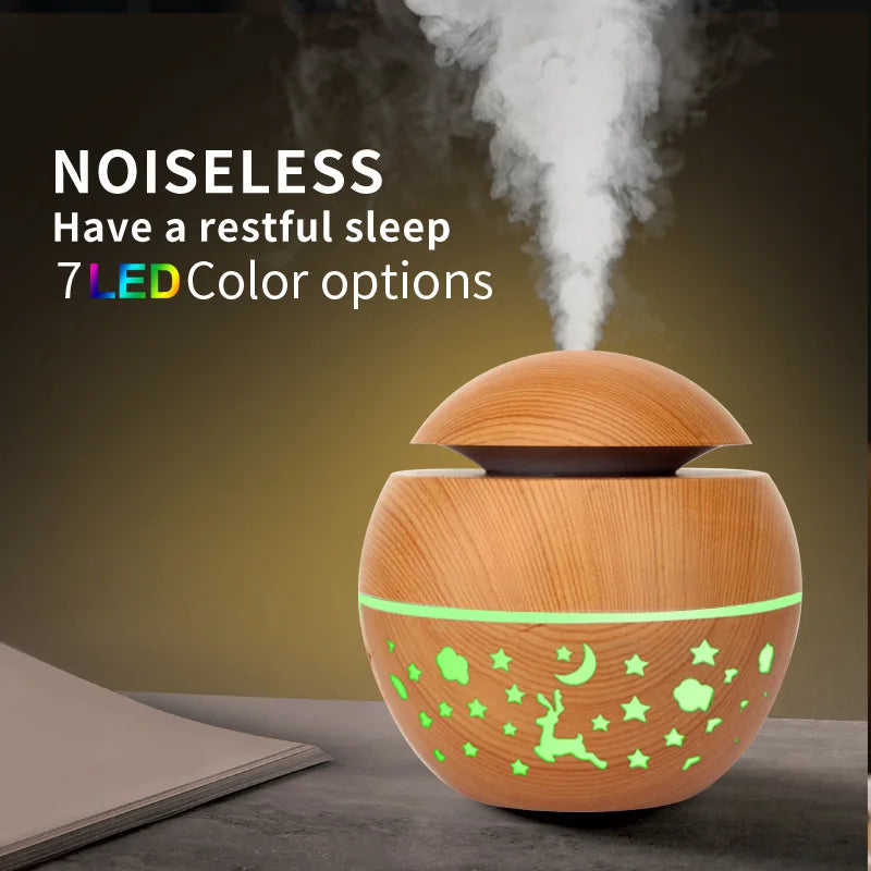 2024 Home Mushroom Head Bedroom Air Purifier USB Desktop Nebulizer Wood Texture Personalized Aromatherapy Machine Humidifier
