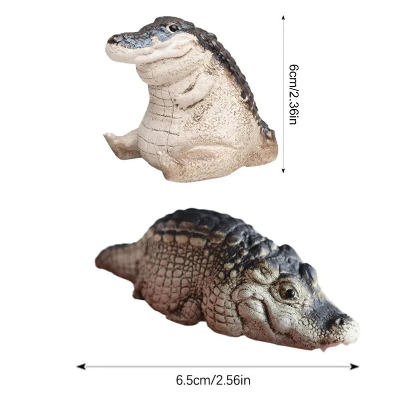 Cute And Lovely Small Crocodile Garden Statue Durable Art Figurine For Backyard Parks Creative Animals Sculpture Home Decoration