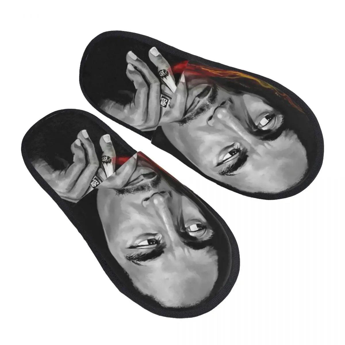 Jamaica Singer Reggae Rock Bob Marley Comfort Scuff Memory Foam Slippers Women Hotel House Shoes - Lizard Vigilante