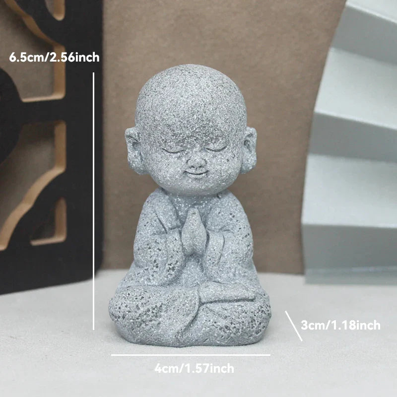 Buddha Stone Statue Little Buddhist Monks Tibetan Buddhism Figurines Zen Garden Ornament Meditation Home Aquarium Decoration