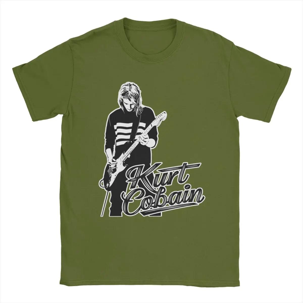 Kurt Cobain Guitar T-Shirt Men Rock-Nirvana Vintage Pure Cotton Tee Shirt Crewneck Short Sleeve T Shirt Gift Idea Tops - Premium tshirt from Lizard Vigilante - Just $20.99! Shop now at Lizard Vigilante