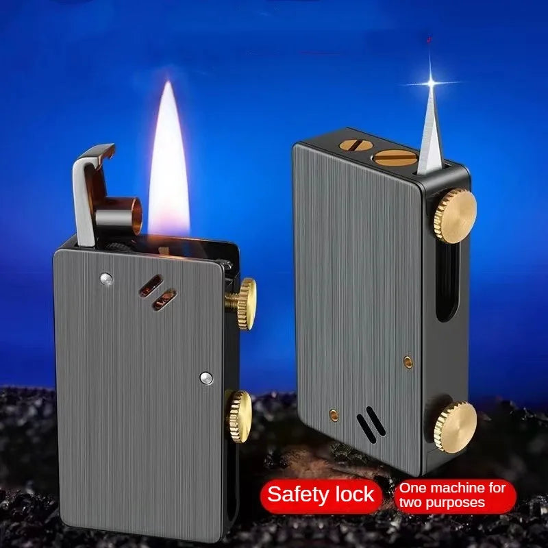 Multi-Function Belt Knife/Lighter Ejection Kerosene Lighter Automatic Ignition Creative Retro Grinding Wheel Metal Lighter Men's Gadgets - Premium lighter from Lizard Vigilante - Just $21.49! Shop now at Lizard Vigilante