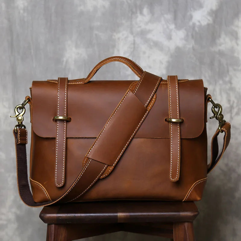 Vintage Leather Messenger Bag - Timeless Style and Durability - Premium messenger bag from Lizard Vigilante - Just $138.88! Shop now at Lizard Vigilante