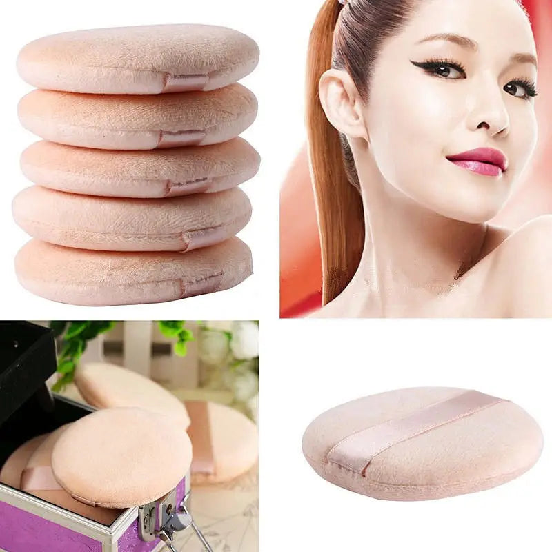 5pcs Round Facial Powder Foundation Puff ,Portable Soft Cosmetic Puff For Makeup Application, Beauty Tool Essential Make Up