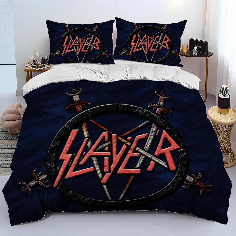 Slayer Show No Mercy Heavy Metal Band Music Comforter Bedding Set, Duvet Cover Bed Quilt Cover Pillowcase,king Queen Size Bedding Set Kids - Lizard Vigilante