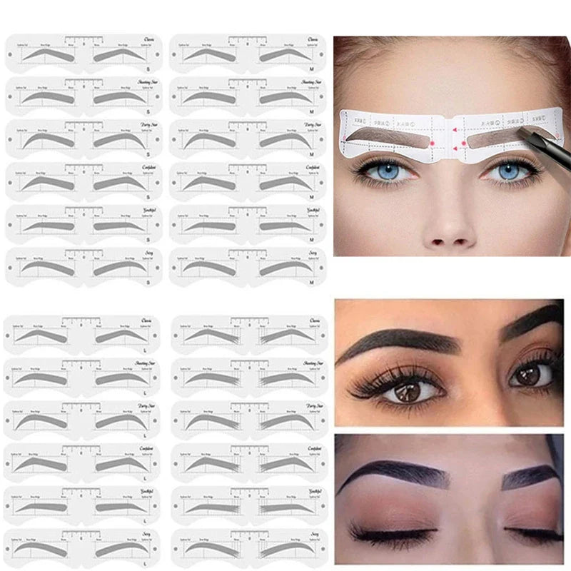 Reusable Eyebrow Stencil Set Soft Ruler Brow Definer Eye Brow Drawing Guide Styling Shaping Grooming Template Card Makeup Tools