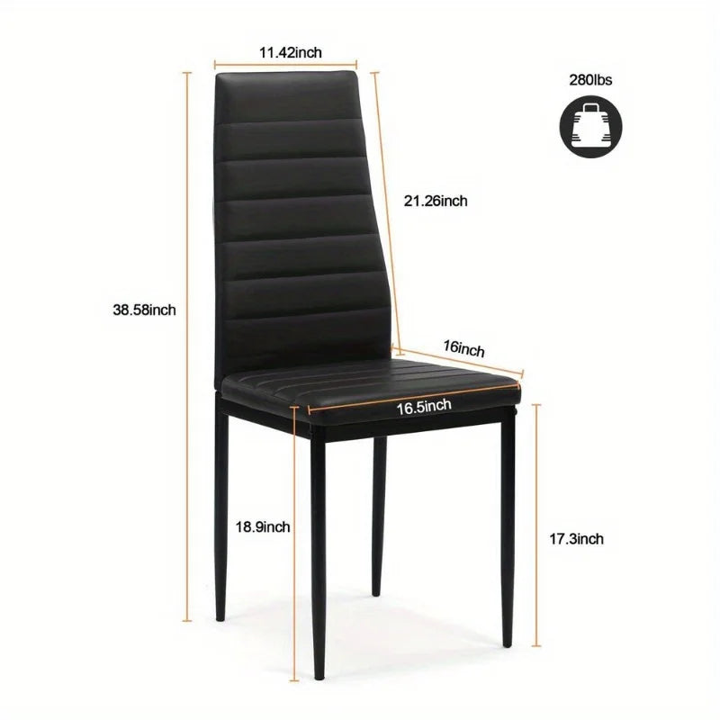 Chic-A-Looza PU Leather Dining Chair Set: 4 Luxe Thrones of Comfort with High Back Metal Leg Magic - Premium chairs from dsers - Just $201.08! Shop now at Lizard Vigilante