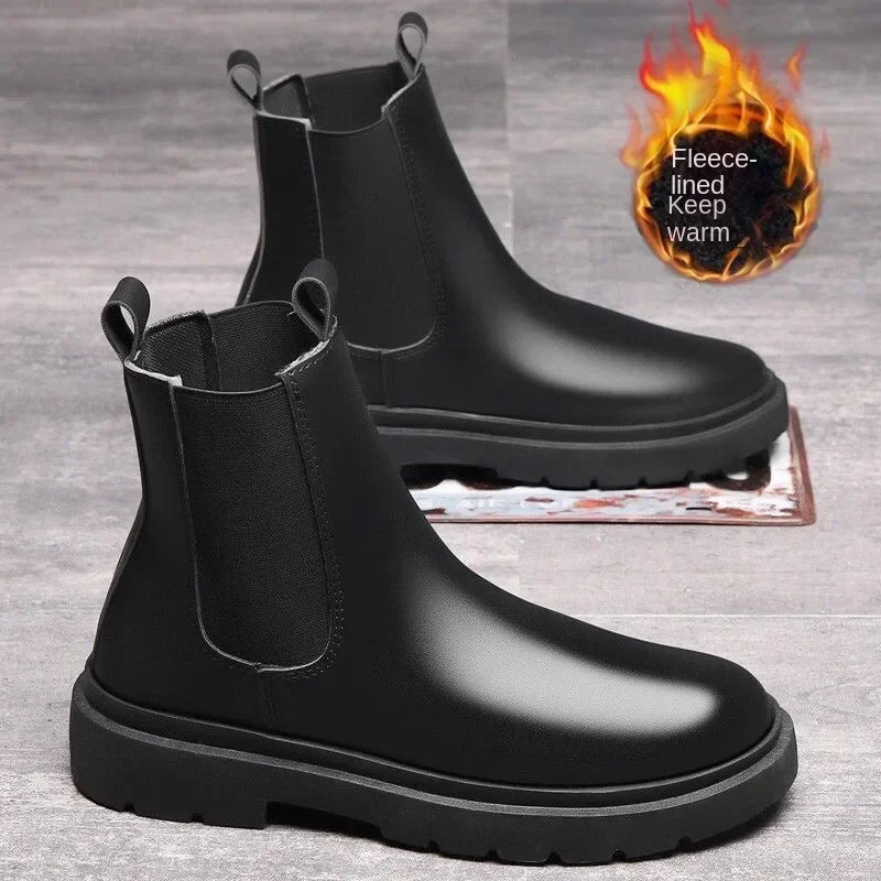 Autumn New Chelsea Boots for Men – Black Retro Slip-On Ankle Boots | Winter Motorcycle Booties, Fashionable & Comfortable - Premium boots from Lizard Vigilante - Just $34.88! Shop now at Lizard Vigilante